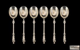 Mid Victorian Period Sterling Silver Set of Six Apostle Coffee Spoons.