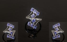 Tanzanite Crossover Cluster Ring,