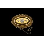 Antique Period Excellent 15ct Gold Oval Shape Diamond Set Brooch/Locket with 15ct gold attached