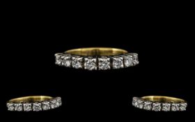 Ladies 18ct Gold and Platinum 8 Stone Diamond Set Half Eternity Ring - of excellent quality. All