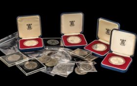 Selection of British Coins comprising four 1977 Proof Crowns, boxed,