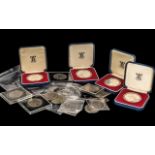 Selection of British Coins comprising four 1977 Proof Crowns, boxed,