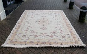 A Genuine Excellent Quality Iranian Cream Ground Carpet/Rug.