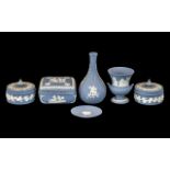 Small Collection of Wedgwood Blue Jasperware Items,
