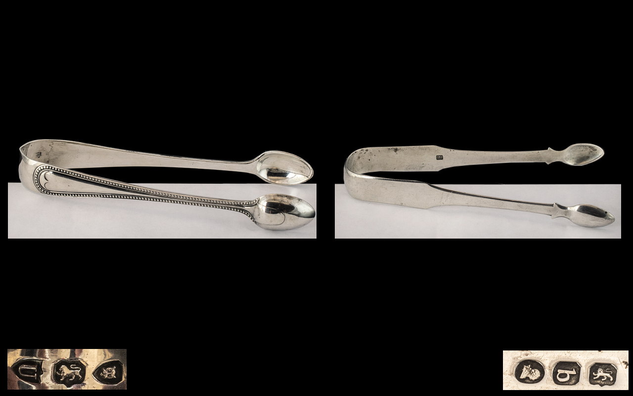 George III Pair of Silver Tongs of Large Proportions.