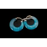 Blue Lace Agate Hoop Earrings, a pair of generously cut blue lace agates, totalling 40cts,
