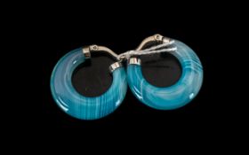 Blue Lace Agate Hoop Earrings, a pair of generously cut blue lace agates, totalling 40cts,