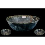 Studio Pottery - Large Blue Glazed Bowl, Incised Mark To Base K.CL. Diameter 13 Inches. Attractive