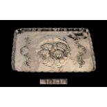 Art Nouveau - Good Quality Sterling Silver Embossed Hand Tray with Embossed Images of Winged