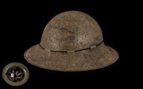 British WW2 Zuckerman Civilian Protective Helmet with original liner.