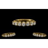 18ct Gold - Top Quality and Attractive Seven Stone Diamond Set Ring, Marked with Full Hallmark 750 -