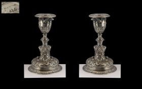 Pair of Elkington Cast Silver Plated Candlesticks, stamped Elkington 415,