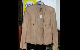 P R Roldie Ladies Real Leather Jacket, made in Spain, honey beige silky leather, fully lined,