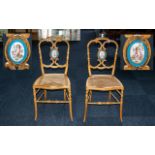 Pair of French Antique Beechwood Salon Chairs with Bergere seats on turned spindle shaped legs,