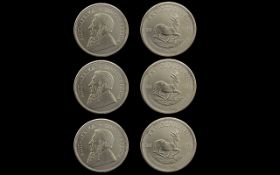 A Trio of South African Silver Krugerrands ( 3 ) All In Uncirculated Mint Condition,