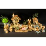 Collection of Pendelfin Figures, including Cobble Cottage; and figures comprising Birdie, Jim-Lad,