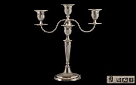 Edwardian Period Fine Quality - Sterling Silver Impressive 3 Branch Candelabra of Classical Design,