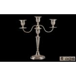 Edwardian Period Fine Quality - Sterling Silver Impressive 3 Branch Candelabra of Classical Design,