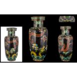 An Antique Chinese Cloisonne Vase - Meiji Period - Depicting Dragons And Clouds, Height 11.