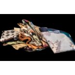 Collection of Vintage Ladies Scarves comprising Norma Dori horse printed scarf in cream and brown,
