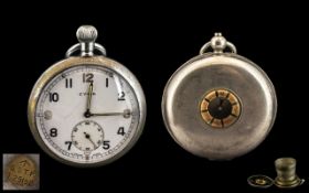 Military Chrome Plated Pocket Watch, make Cyma engraved to the back. GSTP with MD Arrow No.