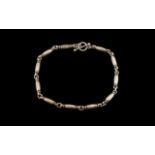 Georg Jensen Denmark - Sterling Silver Well Designed Bracelet, Baton Link with Chain Connection,