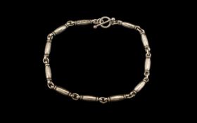 Georg Jensen Denmark - Sterling Silver Well Designed Bracelet, Baton Link with Chain Connection,