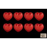 Carltonware Red Heart Shaped Dishes a set of eight dishes in total. Trade mark to base. 9 cm in