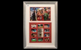 Manchester United Interest - Framed signed photo of Paul Scholes holding the winner's cup,