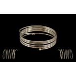 Contemporary Design Sterling Silver Expanding Hooped Bangle, Concertina Design, 7 Hoops.