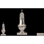 George V Splendid Sterling Silver Sugar Castor of Large Proportions with Flame Finial.