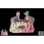 Royal Doulton Hand Painted Porcelain Figure Group ' Afternoon Tea ' HN1747. Pink and Blue.