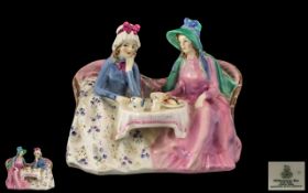 Royal Doulton Hand Painted Porcelain Figure Group ' Afternoon Tea ' HN1747. Pink and Blue.