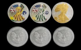 United States of America Collection of Enamelled 1 oz Fine Silver Liberty Dollars ( 3 ) Silver