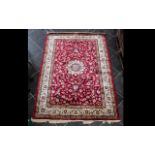 A Genuine Excellent Quality Cashmere Deep Red Ground Carpet/Rug.