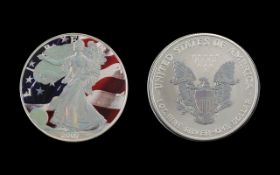 United States of America Liberty Silver Double - Enamelled Date 2007. Silver Purity 1 oz of .