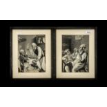 Pair of Late 19th Century German Printed Silk Pictures depicting 'Grandad and Grandma'; mounted,