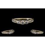 A Contemporary Designed 18ct White Gold Superb Quality 3 Stone Diamond Set Dress Ring with