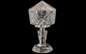 Early 20th Century Moulded Glass Mushroom Lamp, chrome fittings, height 15".