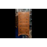 Reproduction Yew Wood Miniature Chest on Chest with shaped brass backplate drop handles and