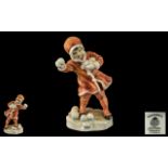 Royal Worcester Hand Painted Porcelain Figurine ' Snowball ' Orange Coat with White Trim,