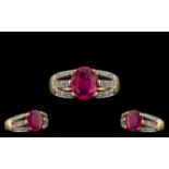 Ladies 9ct Gold Attractive Ruby and Diamond Set Dress Ring. Fully Hallmarked for 9.375.