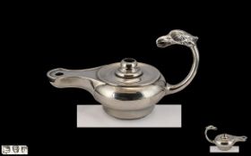 Antique Period - Novelty Silver Cigar Table Lighter In The Form of Aladdin's Lamp, Dragon Handle.