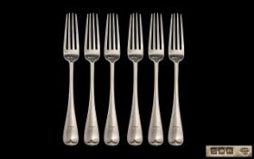 George V Good Quality Set of Six Matching Sterling Silver Forks.