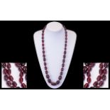 Early 20th Century Wonderful Quality - Natural Cherry Amber Graduated Beaded Necklace of Barrel