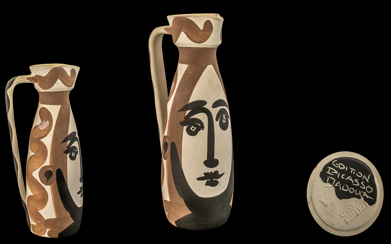 Pablo Picasso (Spain, 1881-1973) Pablo Picasso, a 'Visage' Faience Pitcher, Vallauris,