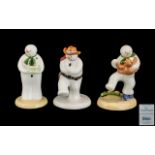 Coalport Collection of Hand Painted First Edition Bone China Snowman Figures ( 3 ) In Total.