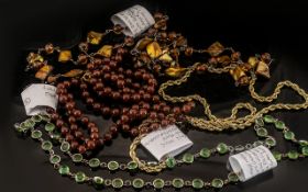 Four Long Vintage Necklaces,
