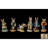 Royal Doulton Collection of Hand Painted Porcelain Bunnykins Figures ( 6 ) In Total.
