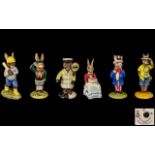 Royal Doulton Collection of Hand Painted Porcelain Bunnykins Figures ( 6 ) In Total.